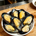 Freshly Steamed Mussels in Black Shells